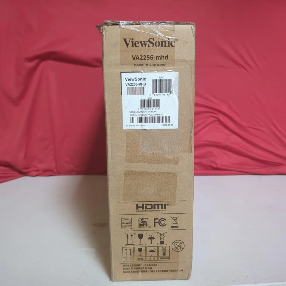 ViewSonic IPS Monitor VA2256-MHD 22" Thin-Bezel 1080p HDMI DP VGA + Speakers - Image 3 of 4