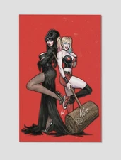 Harley Quinn x Elvira Crossover Premium Giclee Print 11" x 17" Pin up Wall Art