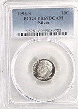 1995 S 10C Silver Roosevelt Dime Proof PCGS PR69DCAM
