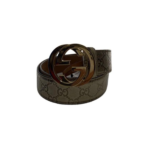 Used GUCCI◆Used/Belt/Leather/GLD/All over pattern/Men's/114876