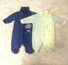 Vintage Carter s Boy 3-6M Blue Terry Cloth Footed Sleeper Puppy Green Duck 0-3