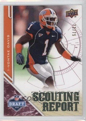 2009 Draft Edition Scouting Report Burgundy 73/75 Vontae Davis Rookie RC 0f8