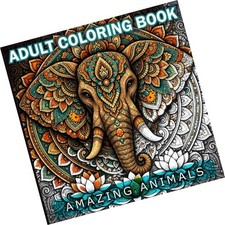 Over 50 Amazing Mandala Designed Animals Coloring Book for Adults, Perfect fo...