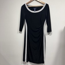 Chaps Dress M Black White Trim Workwear VTG 