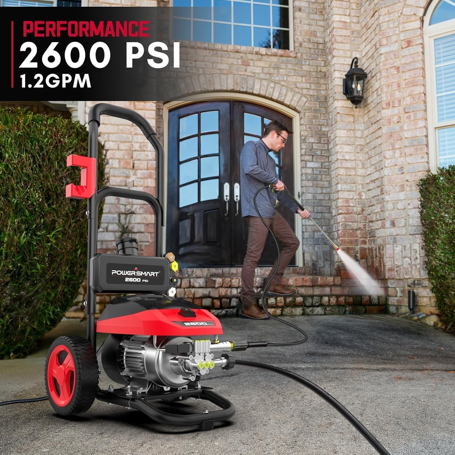 PowerSmart DB1002 2600 PSI Electric Pressure Washer with Induction Brushless ...