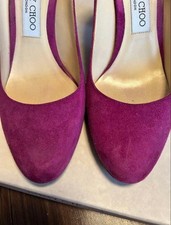 Scarpe donna Jimmy Choo viola scamosciate punta tonda tacco alto taglia EU38 US7,5