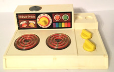 Fisher Price Vintage Kitchen Stove with Magic Glow Burners -Bell Dings