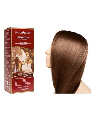 Light Brown Natural Henna Cream Hair Color Treatment for Gray Hair Coverage, ...