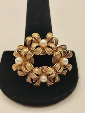 Gorgeous 10k Gold + Pearls 7.9 Grams Signed Forstner Vintage Pin Pendant