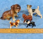 Hubley Cast Iron Fox Terrier, 3 Other Cast Dog Figurines, Lefton Dachshund H691