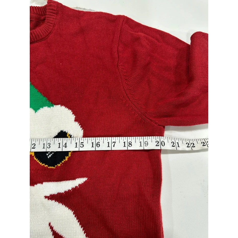 Volcom Mens Red Christmas Sweater Santa Hat Sunglasses Beard Ugly Holiday Knit M - Image 4 of 4