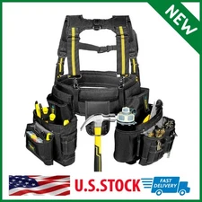Carpenter Electrician Tool Belt with Suspenders Y-Style 5 Combo Apron Tool Pouch