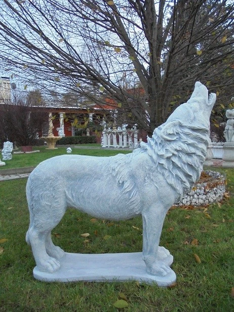 Steinfigur "Wolf stehend" 100 cm, Steinguss, Statue, Tierfigur, Gartenfigur - Bild 2 von 4