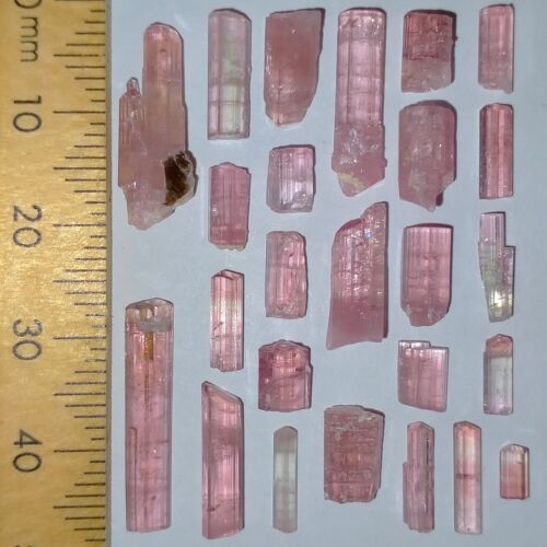 Pink Tourmaline gemstones rough raw Elbaite crystals loose bundle lot 30.3ct