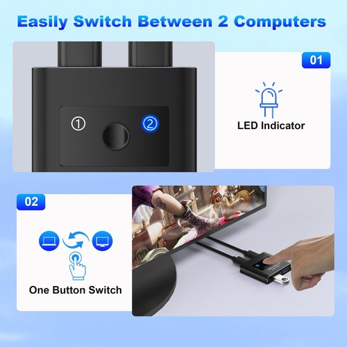 Commutateur USB 3.0 2 en 2 sorties sélecteur de commutateur USB 3.0 commutate... - Photo 4/9