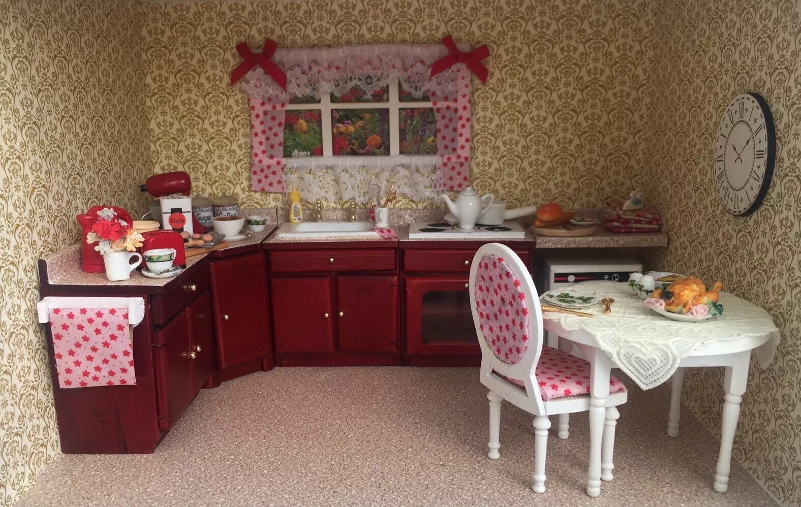 1 12th Dolls House Mahogany Modern Kitchen Room Box With All Accessories 1 12th Dolls House Mahogany Modern Kitchen Room Box With All Accessories