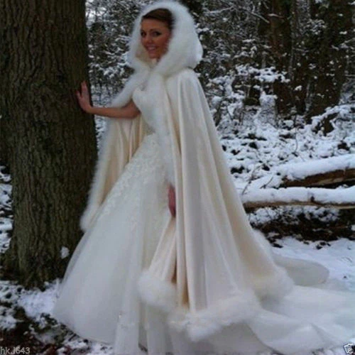 Mari e manteau de mariage d hiver manteau manteau capuche fourrure garniture l