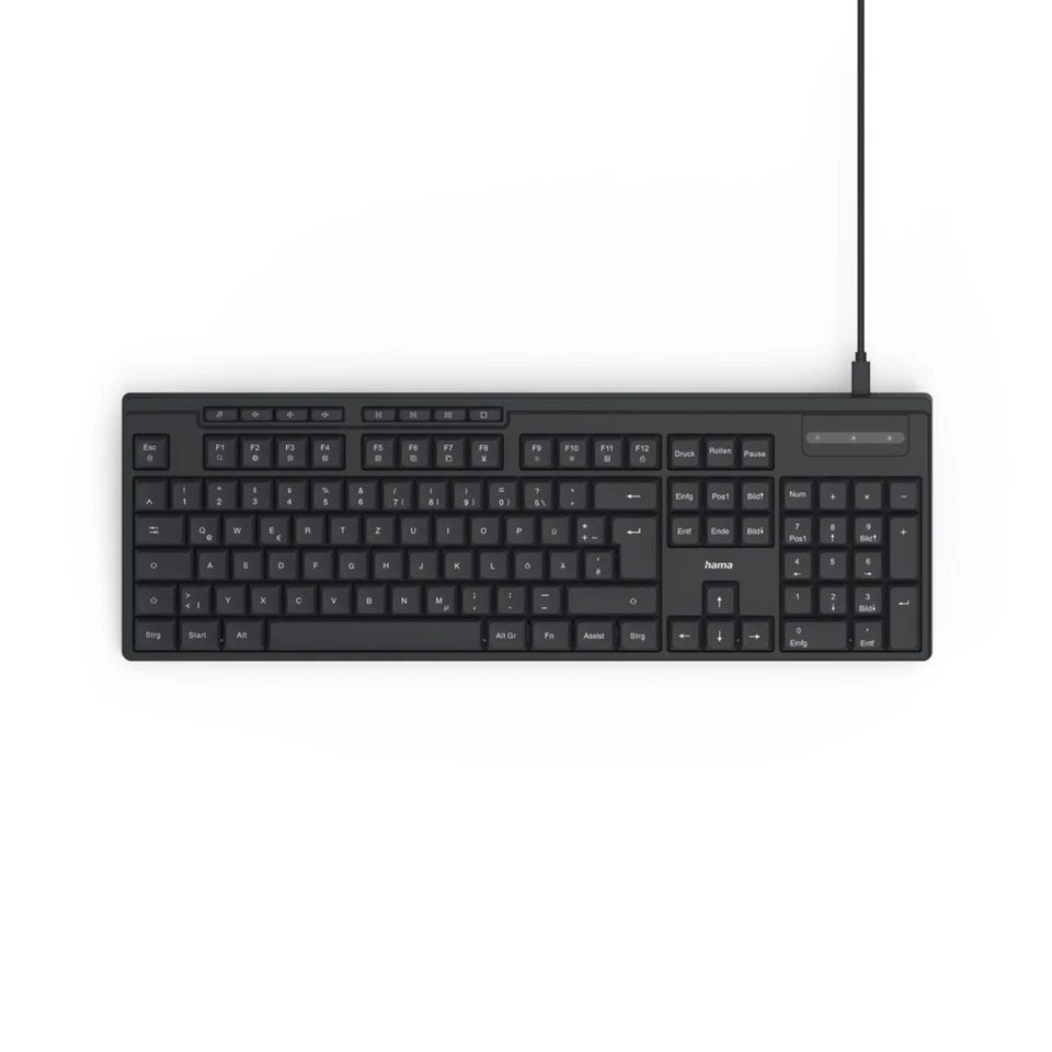 Hama Tastatur CK-200 kabelgebunden USB Keyboard DE QWERTZ 8 Media-Tasten Schwarz - Bild 3 von 4