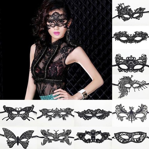 Black Hollow Masquerade Mask Fancy Dress Half Face Masks Halloween Party Costume - Picture 4 of 57