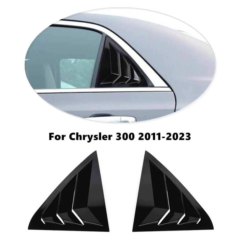 For 2011-2023 Chrysler 300 Gloss Black Rear Window Shutter Louvers Cover Trim 2P