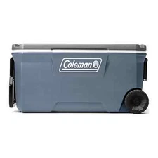 Coleman 316 Series 100QT Hard Chest Wheeled Cooler For Camping Lakeside Blue
