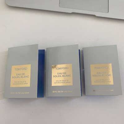 3x Tom Ford SOLEIL BLANC Eau de Toilette Spray 0.05oz/1.5ml Sample Size NEW