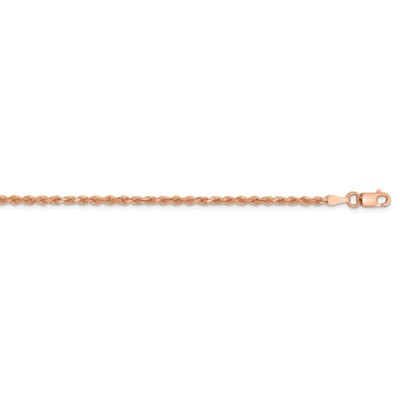 14k Rotgold 2mm Solide Diamantschliff Seil Kette mit Karabinerverschluss 16'' - 30''