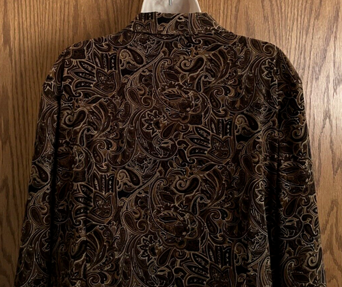 Briggs New York Shirt Jacket Zip Front Brown Paisley Print Women's Size 16 - Picture 7 of 10
