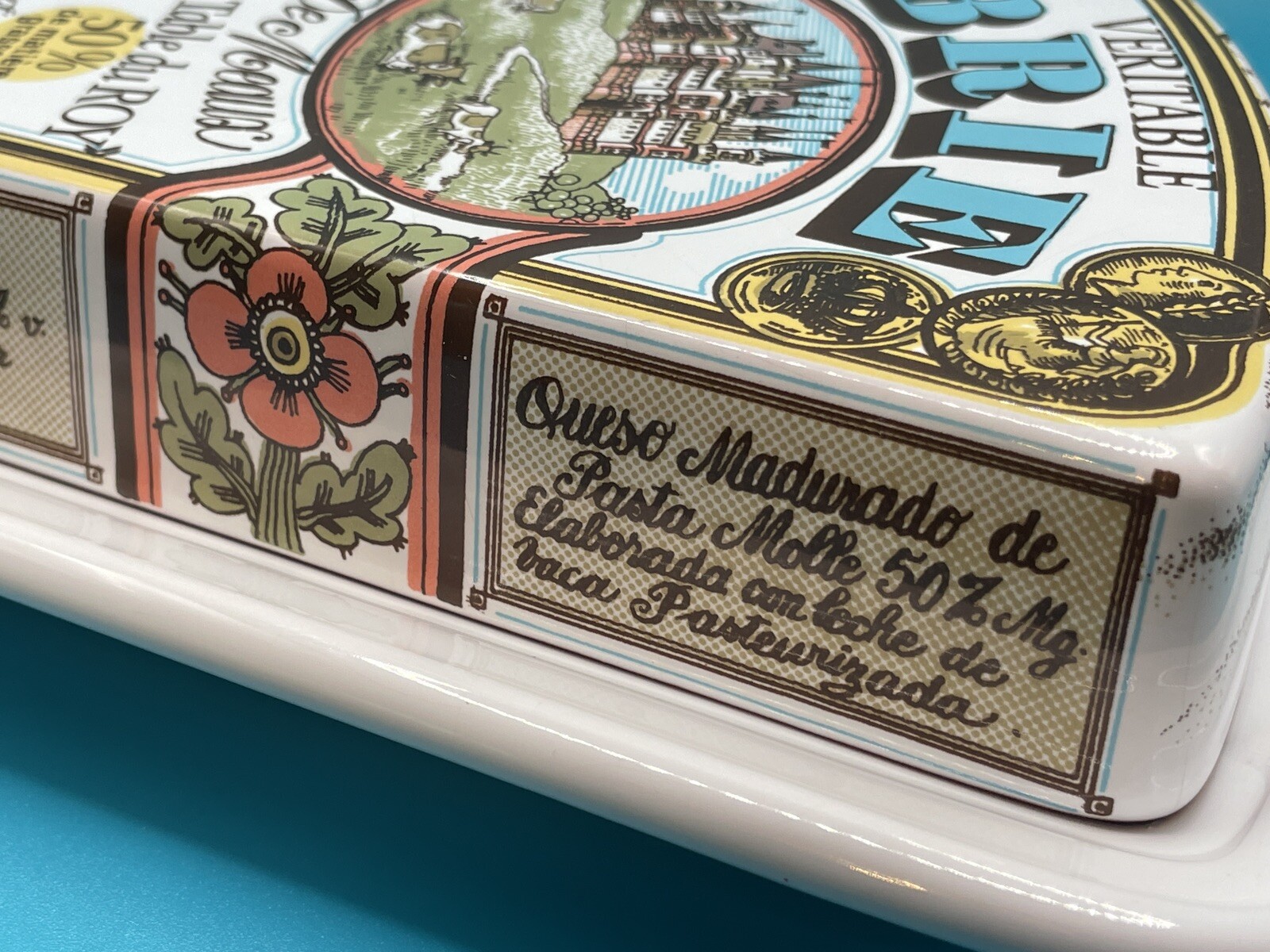 Estello Veritable Brie Pottery Cheese Holder Lidded Tray Made In France 2 pc