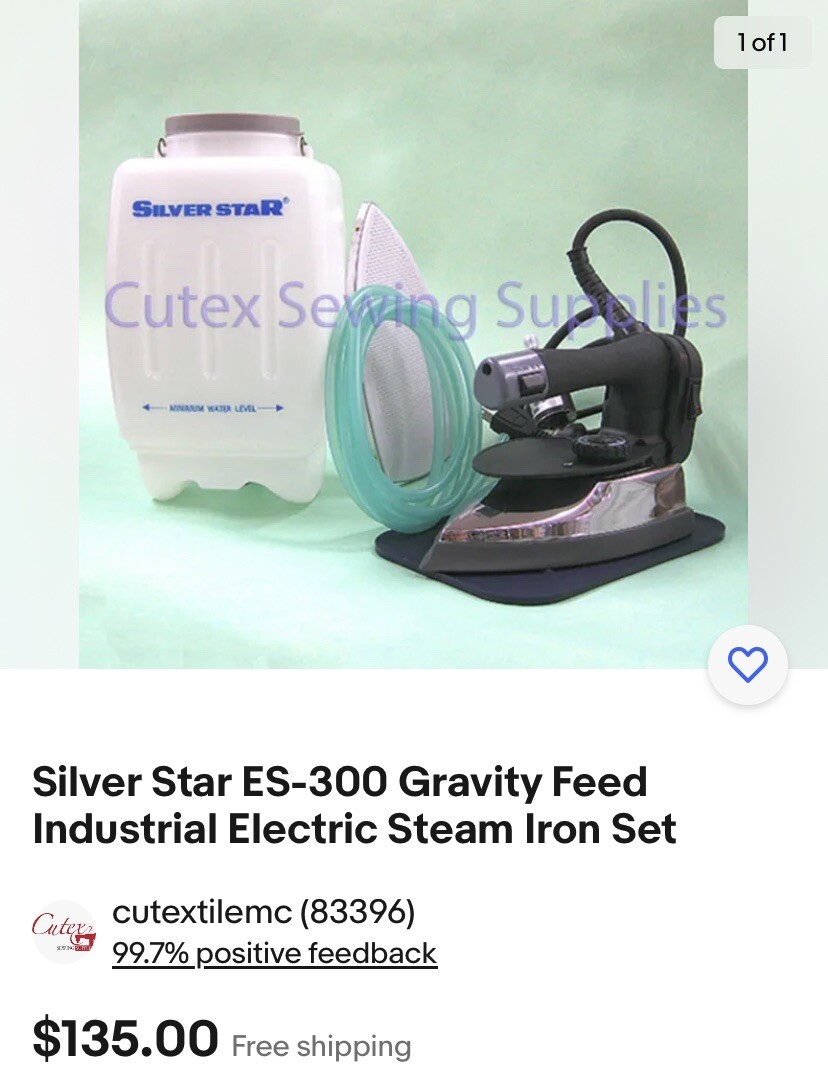 Silver Star ES-300 Gravity Feed Industrial Electric Steam Iron Set 