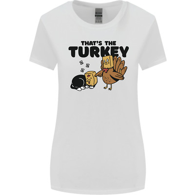 Thanks Giving Weihnachten Truthahn Katze Damen breiter geschnittenes T-Shirt