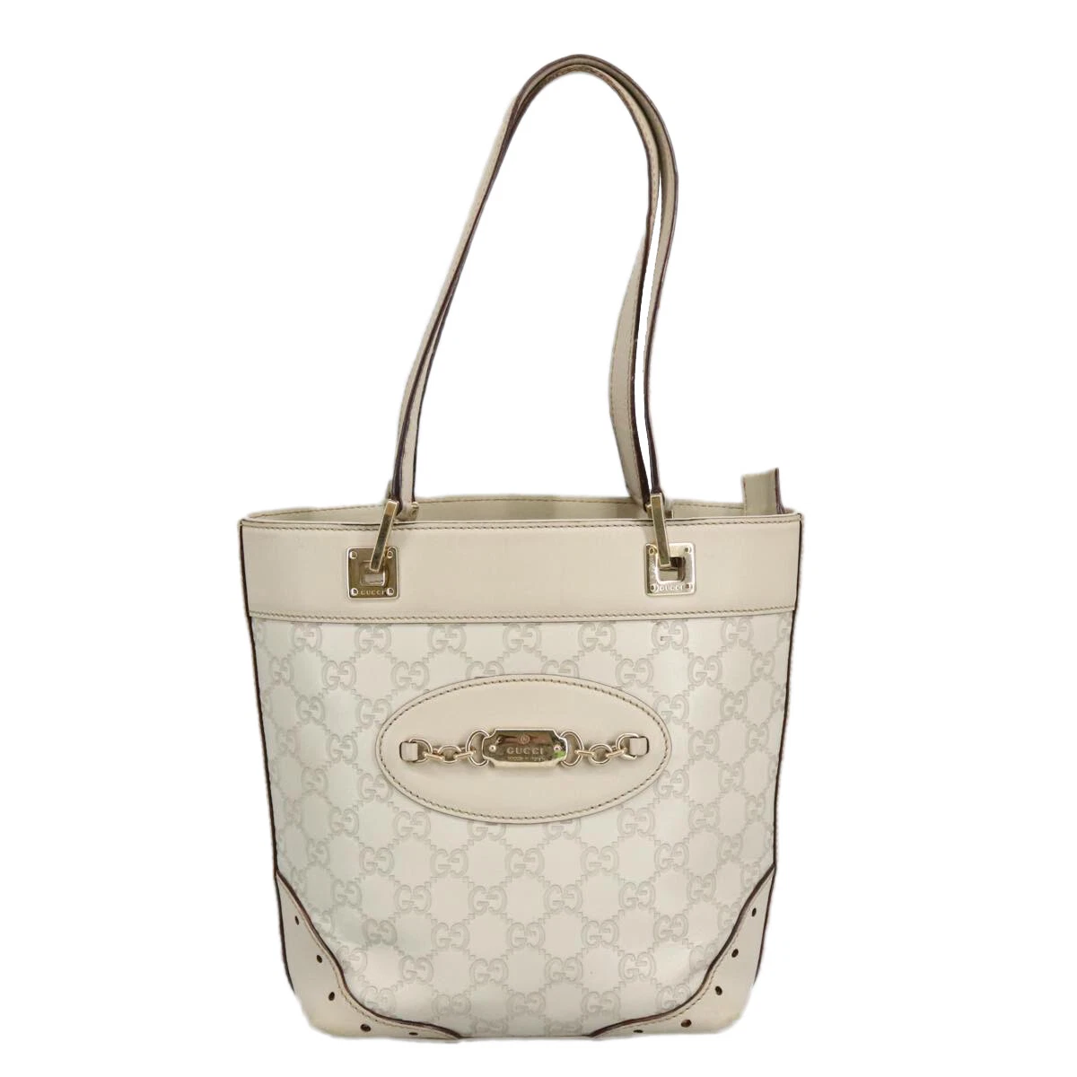 Sac à bandoulière Gucci Guccissima en cuir blanc authentique