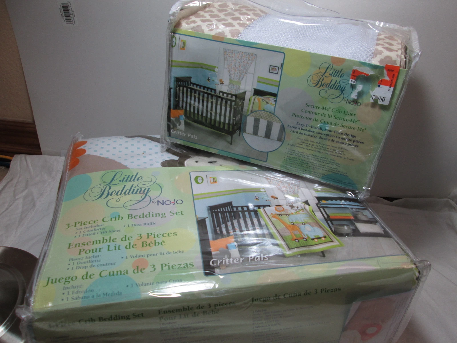 4 pcs Little Bedding by NoJo CRITTER PALS Crib Bedding Set ~ Comforter, Sheet