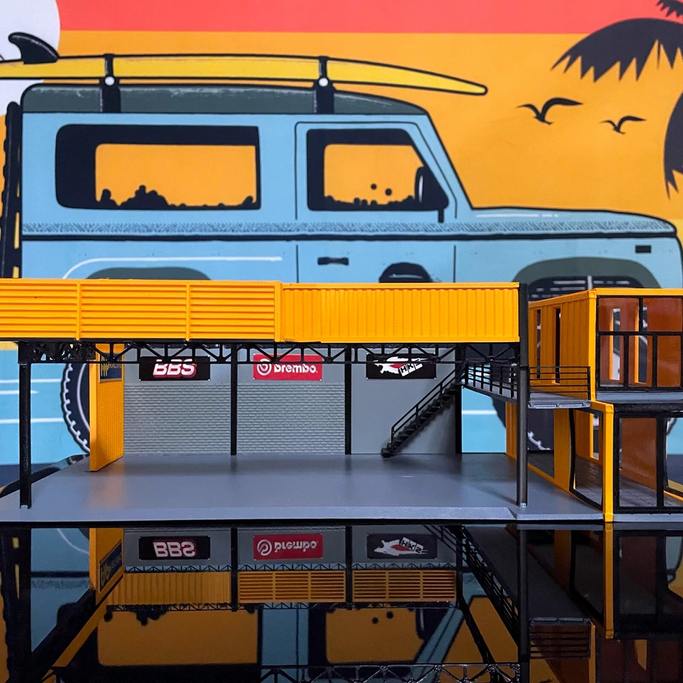 1/64 Diorama Car Garage Container Model Car Showroom Display Scene Model Gift - Image 3 of 4