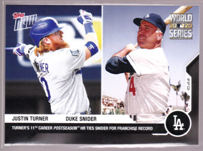 Justin Turner Ties Duke Snider Dodgers World Series 10.23 2020 Topps NOW #456
