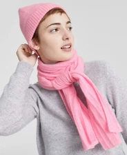 Charter Club Ribbed 100% Cashmere Scarf Women's One Size Bubblegum Heather