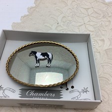 Chambers Phoenix  Nickel Silver Belt Buckle  Enamel Horse  Vintage