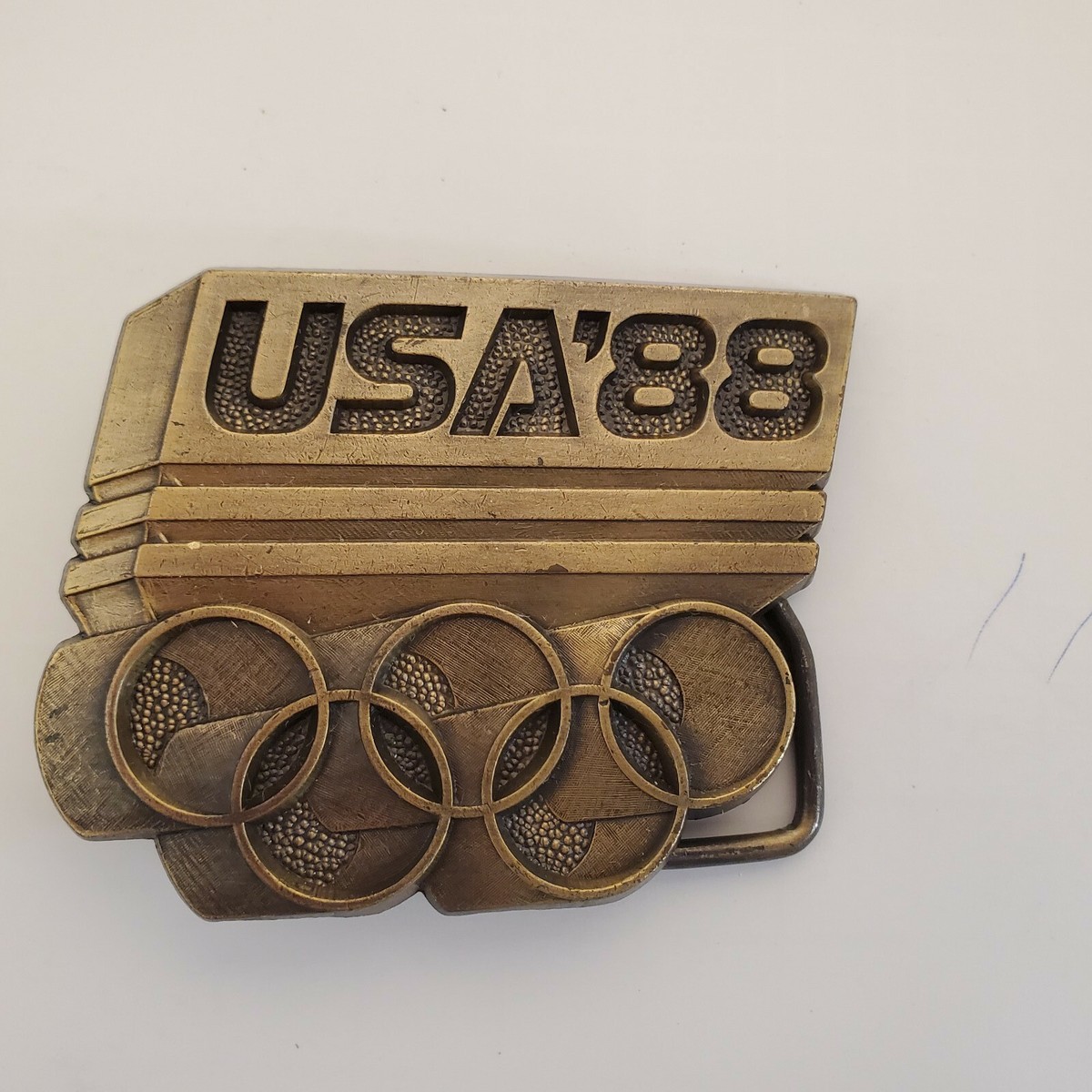 USA 80s 1988 Olympic Belt Buckle Brass Tone USA  display picture 1