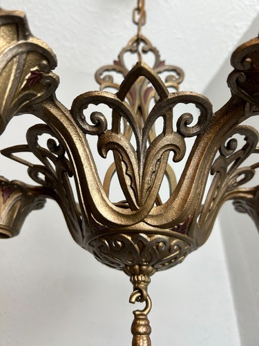 1930s cast iron 5 light light fixture - Picture 12 of 14