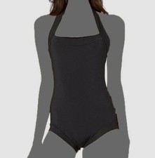  168 Jets Women's Black Stretch Square-Neck One-Piece Swimsuit Size AUS 10 US 6