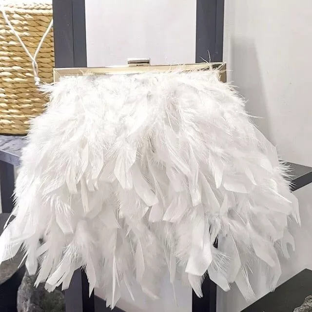 White feather clutch bag sales