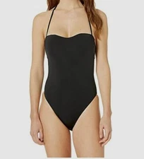 $159 BCBG Maxazria Woman's Black Solid One-Piece Swimsuit Swimwear USA Size 6