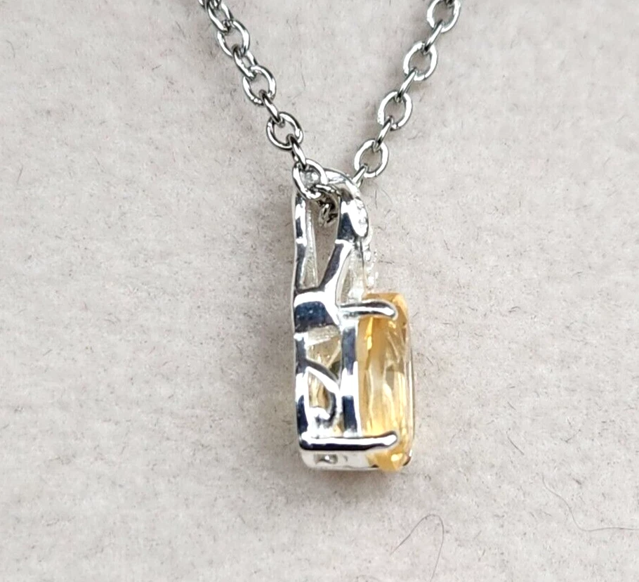 Juego de pendientes/colgantes de citrino brasileño de 18 pulgadas en ley 1,85 ctw Foto 3 de 4