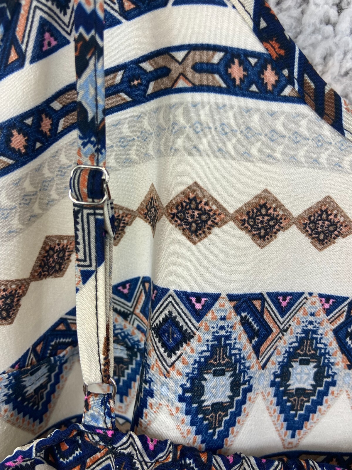 Chevron pattern multicolor spaghetti straps blous… - image 8