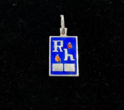 Pendentif Vintage Groupe Sanguin En Argent 800 - Italie Années 70 - Bijou Rétro