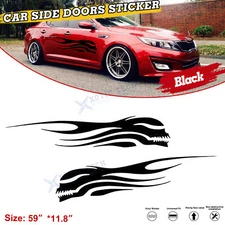Black Big Skull Flow Auto Side Body Truck Vinyl Stickers 2pc For Kia Optima K5
