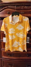 NIKE Dri-Fit Polo Shirt UPF 40+ Wildlife Print Yellow Women's Size Large 