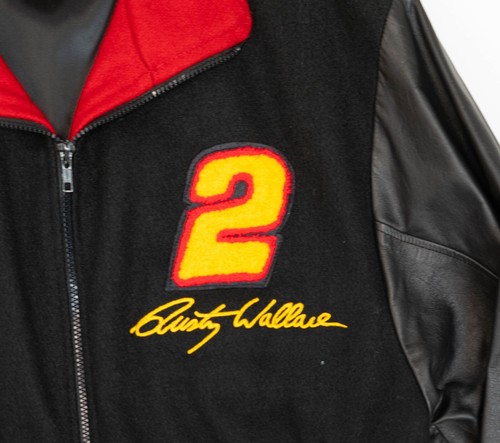 Vintage NASCAR Rusty Wallace Miller Lite Leather Jacket Men Size M Wool Lined - Picture 6 of 21