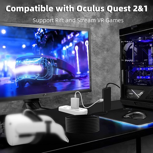 16ft Link Cable For Quest 2 VR Headset Extra Charging Port VR Headset Link Cable - Picture 9 of 9