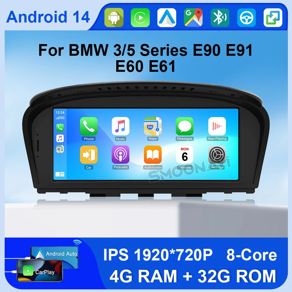 SMOONAVI 8.9" Media Screen Car GPS Stereo Carplay For BMW E60 E61 E63 E90 E92 E93 CCC